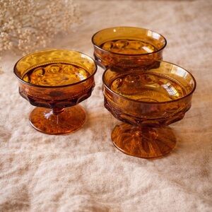 Amber vintage Glass Goblet Set